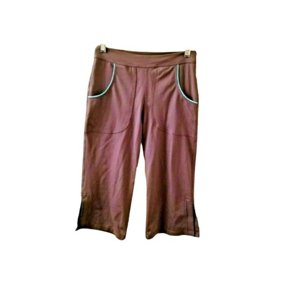 ANATOMIE Athletic Set Tank Capri Leggings Sz Small Brown Turquoise Trim Yoga - Picture 5 of 9